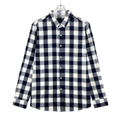 China Anti-pilling Mens Custom Ride Down Check Pattern 100%Cotton Long Sleeves Plaid Shirt for sale