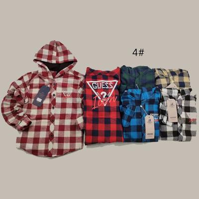 China New Exclusive Men's Snap Style Anti-Shrink Long Sleeve Button Pocket Checked Shirt Hooded Check Shirt for sale