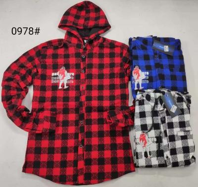 China New Design Anti Shrink Casual Shirt With Hood Long Sleeves Flannel Shirt Brushed Woven Plaid Shirt For Man for sale