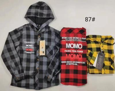 China Anti-Shrink Factory Customized Casual Streetwear Shirt Men's Flannel Check Hooded Long Sleeve Shirt for sale