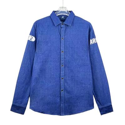 China Fashionable Men's Cowboy Pocket Chest Anti-pilling Shirt Jean Shirts Long Sleeve Dresses for sale