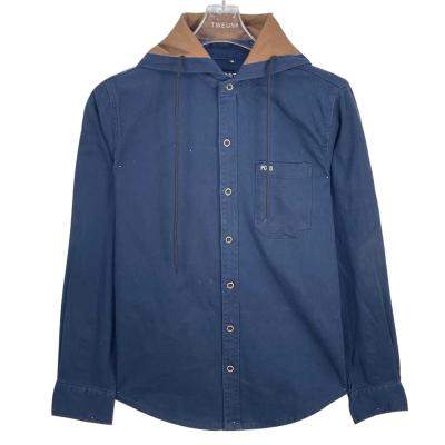 China Anti-Wrinkle New Mens Inter Hooded Denim Shirt Washed Casual Slim Long Sleeve Denim Shirt Coat for sale