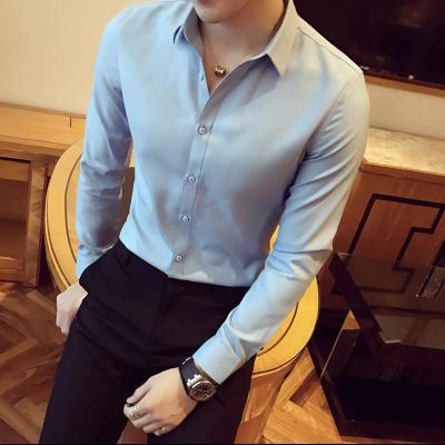 China Anti-pilling Wholesale Busniess Shirts Long Sleeve Latest White Striped Twill Dress Shirts For Men for sale