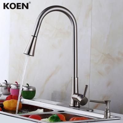 China Electric Faucets Pull Down Faucet With Pull Spray Copper Water Faucet Kitchen Mixer Soap Dispenser for sale