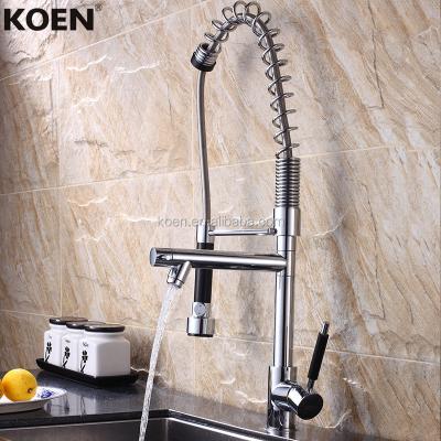 China Hot Selling Electric Faucets Pre-Rinse Double Spouts Pull Down Flexible Kitchen Faucet for sale