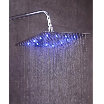 China Hot Selling Koen Light 3colors Ultrathin Steel 304stainless Rainless Deflector Shower Head Led for sale