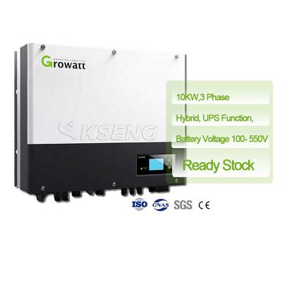 China Solar system Growatt 10000w hybrid sph 10000tl3 BH dc to 3 phase hybrid ac inverter off grid solar inverter growatt 10kw for sale