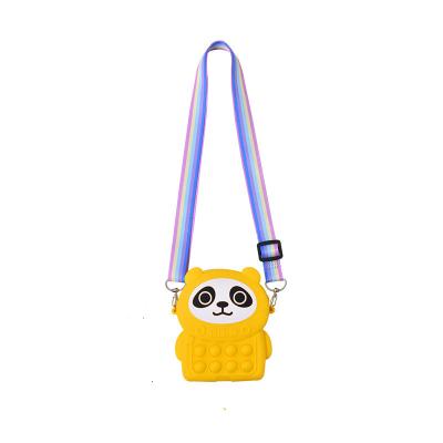 China Factory Cartoon Silicone Panda Wallet Children Cute Cross Bag Hot Decompression Zero Wallet for sale