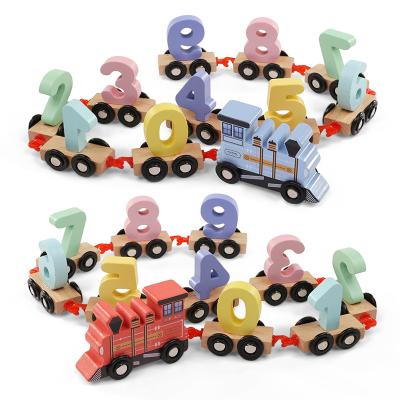 China Wooden wooden train educational toys for children early childhood education puzzle train for sale