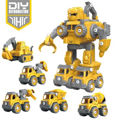 China 2021 DIY TOY Toys car car toys for children boys assembly engineering vehicle diy combination 5 in 1 robot toy for sale