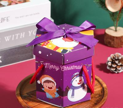 China Christmas paper gift with apples and colorful candy christmas gift box for kids for sale