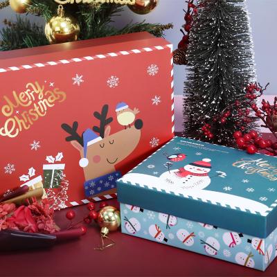 China Christmas Gift Wrapping Gift Box Elk Snowman New With Tote Bag Christmas Eve Companion Gift Box Set for sale