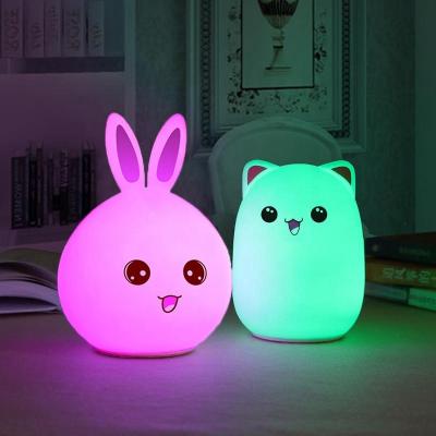 China Modern Silicone Children's Night Light Night Light Remote Control Fill Mode With 7 Colors Silico Soft Rabbit Bear Led Lamp for sale