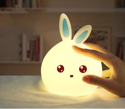 China 7 Color Eco-Friendly Changeable Cute Silicone Rabbit Mood Lamp with Touch Sensor Control for Led Silicone Night Light for Kids for sale