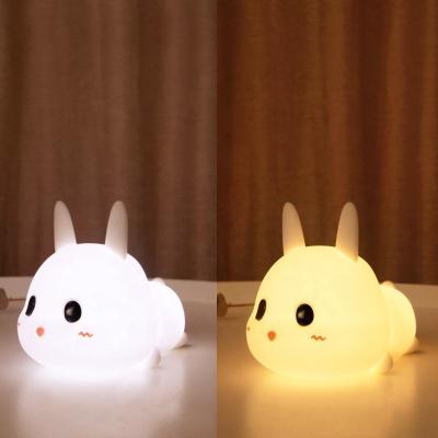 China Modern Top Selling Cute Kid Room Silicon Silicone Rabbit Night Light Cute Soft Lamp for sale