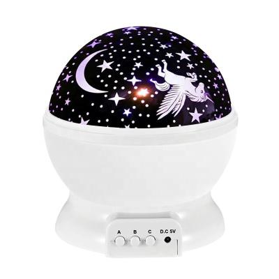 China Eco-friendly Kids Moon Starry Sky Rotation 360 Degree Baby Unicorn Night Light Led Projector Star Sky Projector for sale