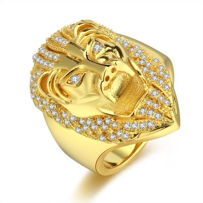 China Hiphop fashion hip hop hand style bossy the main ring of full diamond gold zircon lion for sale