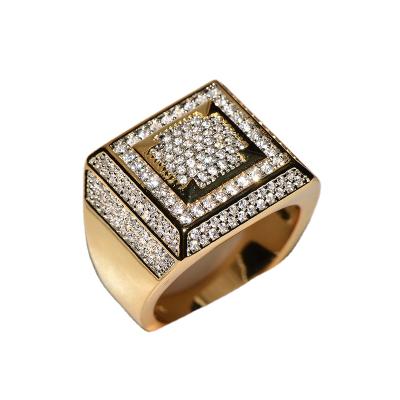 China Hiphop Gold Plated Micro Hiphop Hiphop Set Men's Ring Zircon Ring for sale