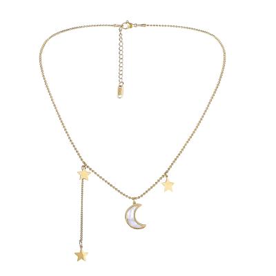 China 2021 New Cute Stainless Steel Star Moon Women's 18k Gold Jewelry Cute Necklace for sale