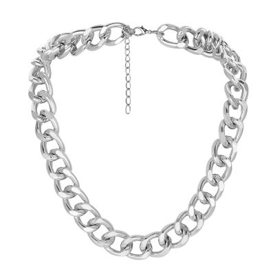 China Wholesale High Quality All-match Necklace Silver Cuban Men's Street Cuban Men's Hiphop Clavicle Chain Thick Hip Hop Hip Hop Chain Aluminum for sale