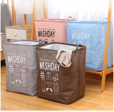 China Sustainable Cloth Household Quilt Storage Basket Beam Mouth Clothes Finishing Square Foldable Storage Basket for sale