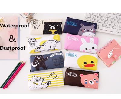 China PU Cotton Washable Canvas and School Pen Bag Pencil Pouch Case or Cosmetic Bag for Teenagers for sale