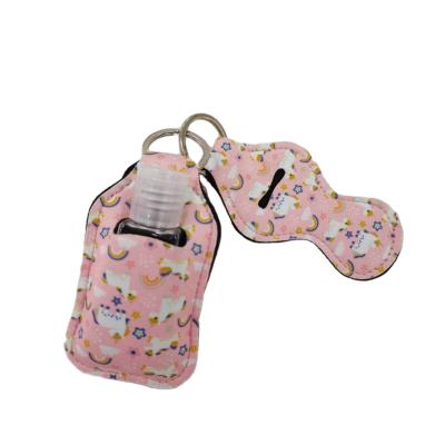 China Convenient Ready to Ship Portable 30ML Neoprene Hand Sanitizer Holder Pouch with Key Chain for sale