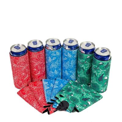 China High Quality Eco-Friendly Slim Cooler Waterproof Logo Printed Slap Wrap Custom Beer Can Coozies for sale