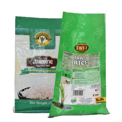 China Recyclable Bopp Laminated Woven Polypropylene Bags Wholesale For Rice Sack Size 10kg Rice Bags Design for sale