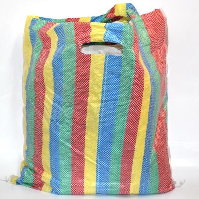 China Wholesale cheap shopping bag BIODEGRADABLE laminated colorful stripes pp woven shopping bag with punch handles for sale