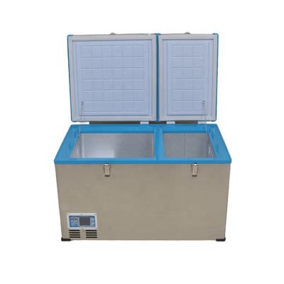 China Low Noise Good Prices Stainless Steel Car Refrigerator Freezer Portable Car Double Door Cooling Low Noise Freezer for sale