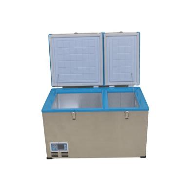 China Factory Supply DC 12v 24v Stainless Steel Double Door Freezer Compressor Car Low Noise Refrigerator for sale