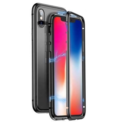 China Fashion Transparent Phone Case Metal Magnet Case and Top Selling Practical Magnetic Adsorption For iPhone X XR XS Max for sale