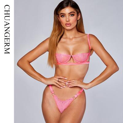 China OEM 2020 New Style Polyester Mesh Seductive Three-point Transparent Lace Women's Sexy Lingerie for sale