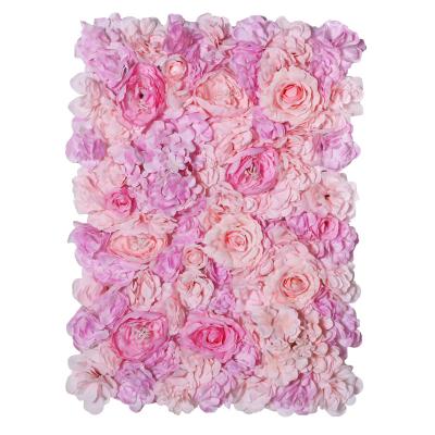 China Silk+plastic Good Selling 3D Wall Backdrop Baby Shower 8Ft x 2021 Plants Paper Artificial Flower Panel Manufacturers for sale