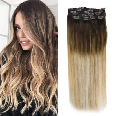 China Best Price Extensions 100% Human Curly Blonde Brown Balayage Double Curly Blonde 300G 160G Curl Clip In Hair for sale