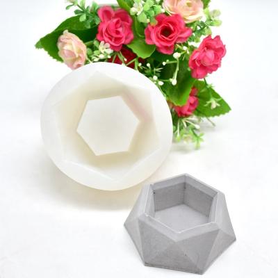 China Free Sample Cement Flower Pot Silicone Mold Octagon Shape Ashtray Molds Plant Vase Candle Holder Viable Silicone Mold for sale