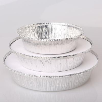 China Fast Food Manufacturer Wholesale Round Take-Out Dome Pie Filters Lids 8 Inch Trays Black Colored Aluminum Foil Baking Bowls for sale