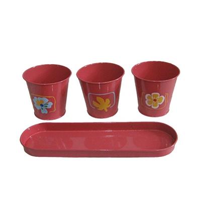 China CLASSIC our product decal promotion and power coating metal flower pots with tray for sale for sale