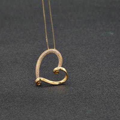 China Custom Small Vintage CZ Zircon Gold Black Purple Heart Necklace Pendant Jewelry for sale