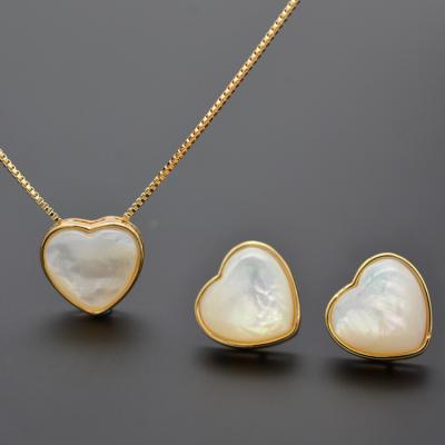 China Good Quality 14k Gold Jewelry Wholesale Shell Women Heart Shaped Jewelry Set for sale