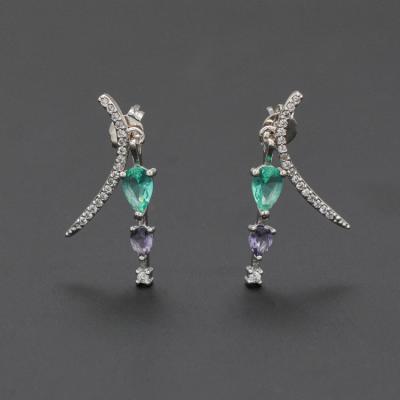 China Wholesale ALLOY Personality Colored Zircon Cuff Clip On Earrings Crystal Earring 925 Silver For Women for sale