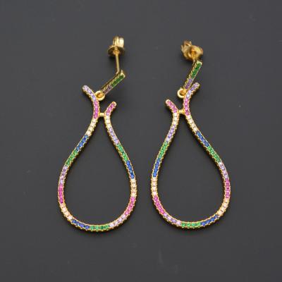 China Popular Multi Color Zirconia Circle Earrings Colorful Jewelry ALLOY Women Earrings for sale