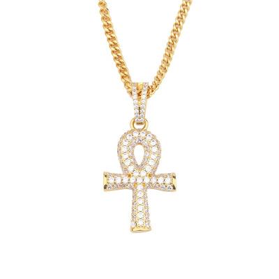 China Long Color Keeping Out Classic Religious Christian Jewelry Hip Hop Ice Gold Plated Cross Pendant for sale