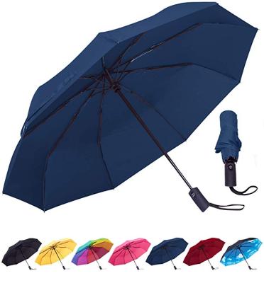 China Minimalist Custom Logo10 Ribs Automatic 3 Fold UV Blocking Windproof Umbrella Portable for sale