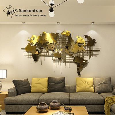 China Handmade World China Stainless Steel 3D Metal Wall Hanging Decor Map For Living Room Home Decoration for sale