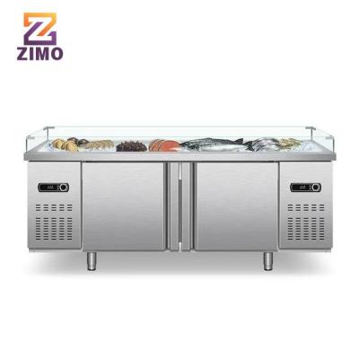 China Single-Temperature Island freezer restaurant Supermarket Display Refrigeratorc seafood meat refrigerator for sale