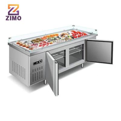 China Single-Temperature Wholesale Stainless Steel Fish Seafood Display Showcase Freezer for sale