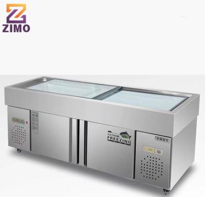 China Single-Temperature Meat display chiller/freezer Meat Fish Seafood supermarket Showcase for sale