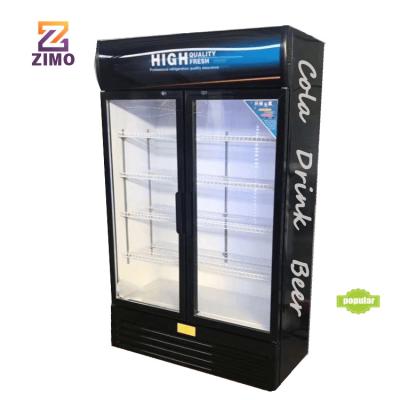 China Single-Temperature 2 Glass Door Upright Vertical Type Display Fridge Cooler for Beverage Drink Beer for sale